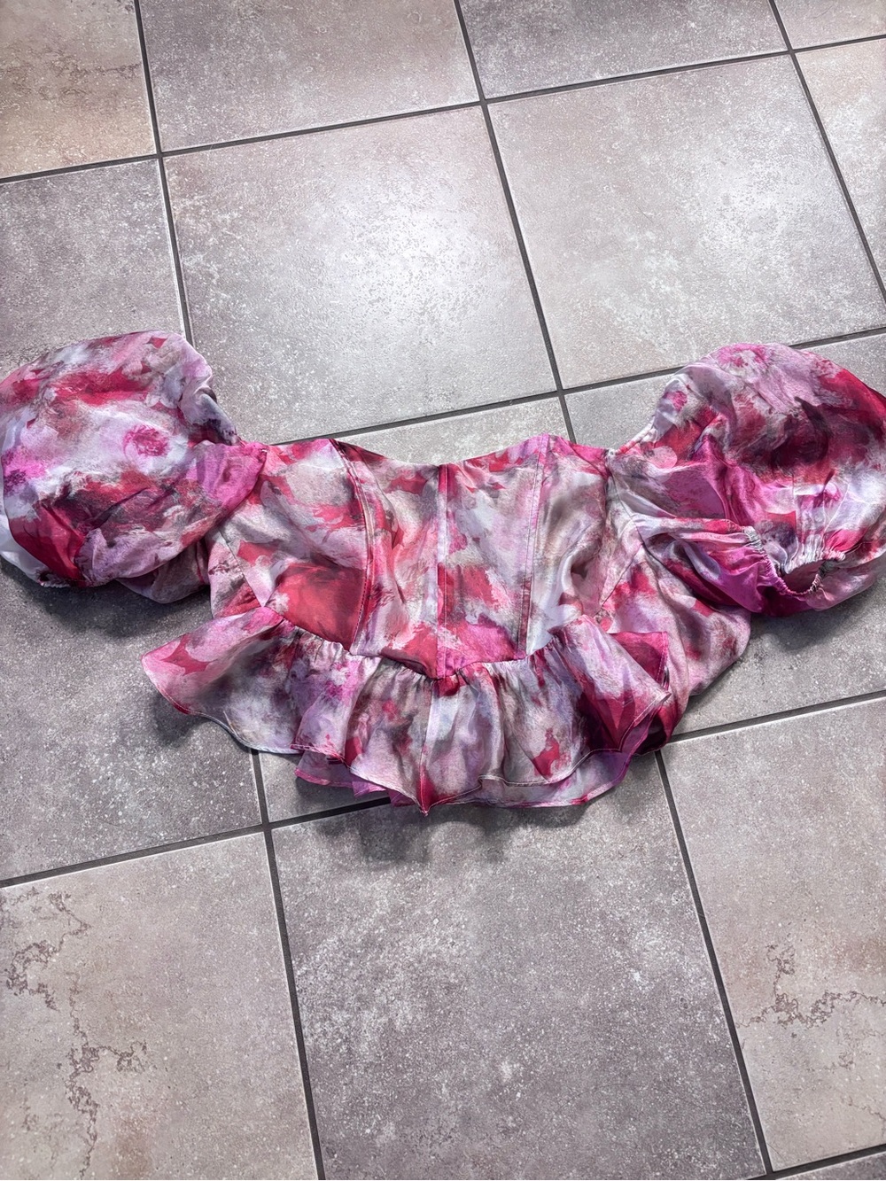Pink Floral Akira Cropped Blouse